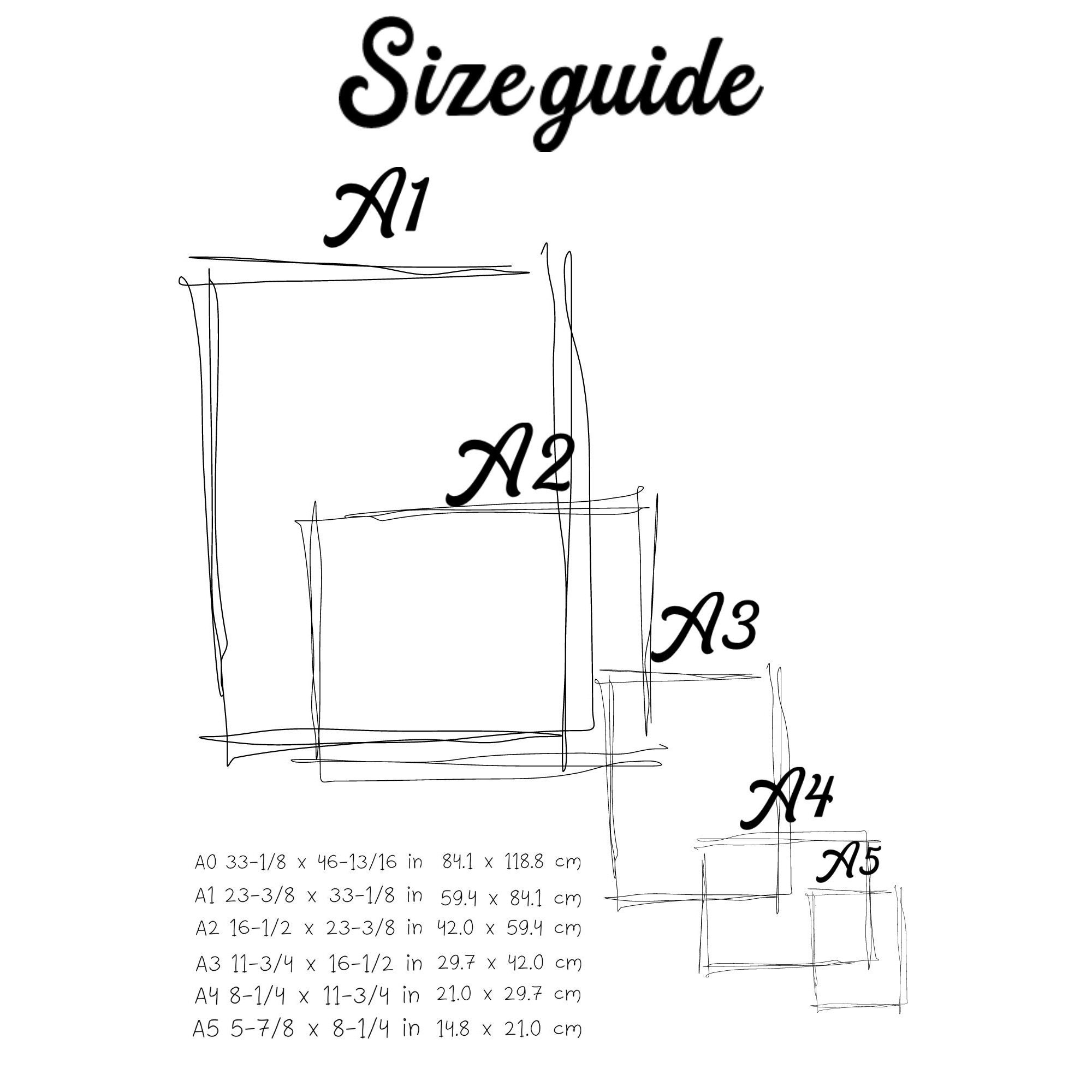 Din Size Chart A5 A3 A1 A0 For You Etsy Shop Etsy