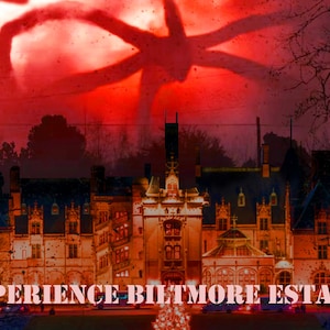 Asheville Vintage Postkarten: Mind Flayer Over Biltmore Estate