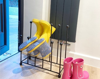 4 6 8 paires de rangement de jardin en métal noir BOOT RACK pour sèche-linge, support pour bottes Welly, porte-chaussures Wellington pour marcher à l'extérieur et à l'intérieur