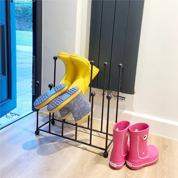 4 6 8 Pairs Black Metal Garden Storage BOOT RACK Dryer Organiser Stand Welly Boot Rack Wellingtons Shoe Rack Holders Walking outdoor indoor