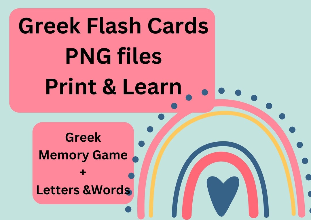 Greek Alphabet Flash Cards Memory Game Greek Letters Greek - Etsy