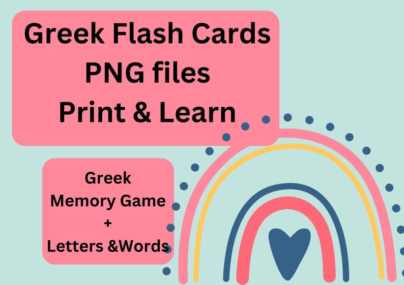 Greek Alphabet Flash Cards Memory Game Greek Letters Greek Etsy