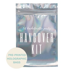 Lit Bachelorette Hangover Kit| Bachelorette Favors, Holographic Bags 2 sizes,  Survival Kits | Welcome Kit | (4x6) (5x7)