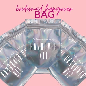 Bridesmaid Survival Kit, With supplies hangover kit, Lit Favor Selfcare Kit, Hologram Graphic Recovery Kit, Bachelorette Hangover Bag
