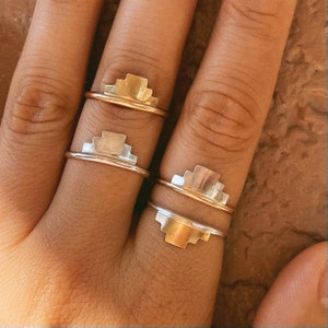 Southwest Stacking Ring in Gold & Silver, Western Stackable Rings, Geometric Stack Ring, Boho, Bohemian, Minimalist, Delicate, Dainty