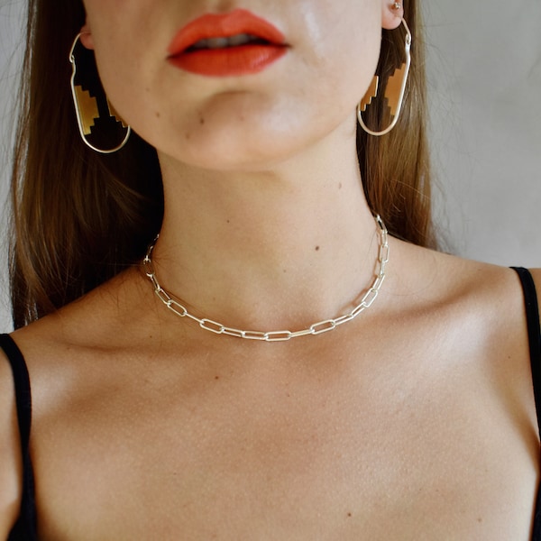 Silver Paper Clip Choker Etsy