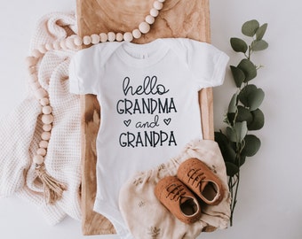 Hello Grandma & Grandpa Baby Onesie® | Baby Annoucement | Baby Shower Gift | Special Bond with Grandparents | Unique Gift | Newborn |