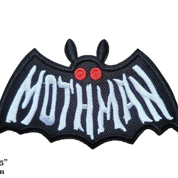 Mothman Folklore Monster Creature Moth Human Name Logo Embroidered Iron On Patch