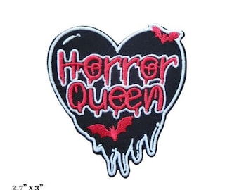 Horror Queen Bats Heart Dripping Horror Movie Fan Embroidered Iron On Patch