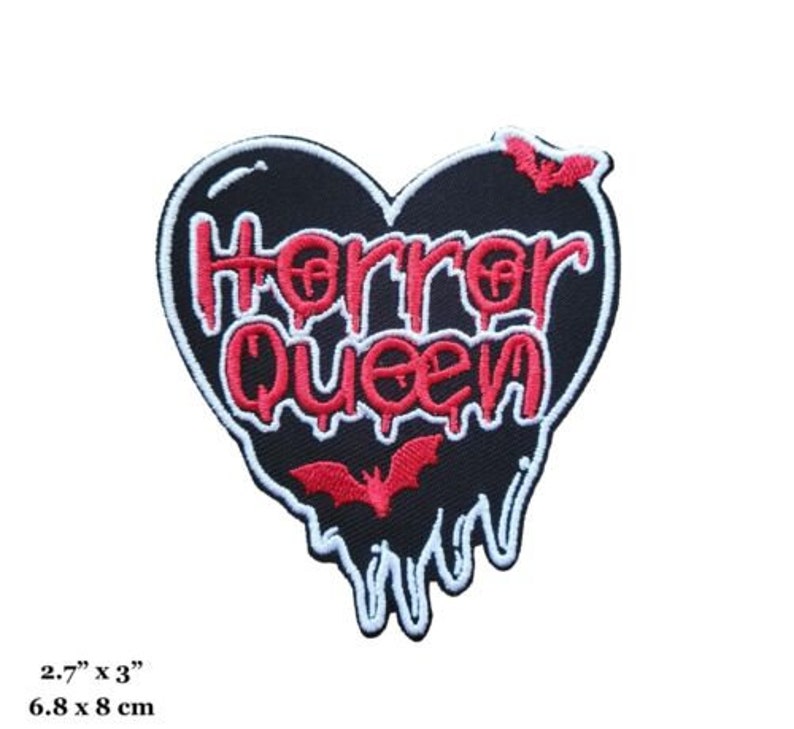 Horror Queen Bats Heart Dripping Horror Movie Fan Embroidered Iron On Patch image 1