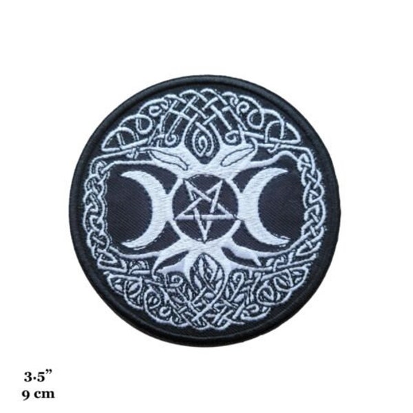 Tree of Life Triple Goddess Pentagram Viking Symbol Embroidered Iron On Patch