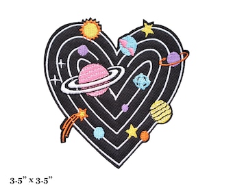 Solar System Earth Sun Planets Space Universe Heart Embroidered Iron On Patch
