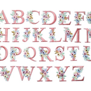 Letras de flores nome do alfabeto soletrando rosa floral A-Z ferro bordado em remendo