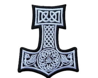 Viking Symbol Thor Hammer Embroidered Iron On Patch