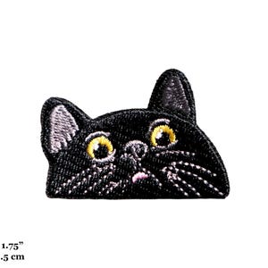 かわいい猫の子犬の顔 黒猫の顔 動物刺繍アイロンパッチ