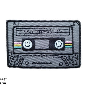 Vintage cinta de casete canciones tristes Moody música gris bordado hierro en parche