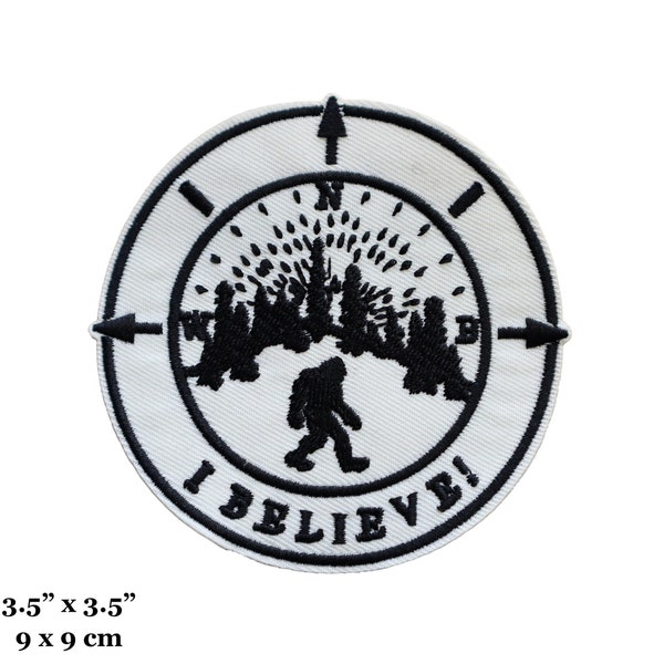 Bigfoot Sasquatch ik geloof logo folklore mythe monster geborduurd opstrijkbare patch