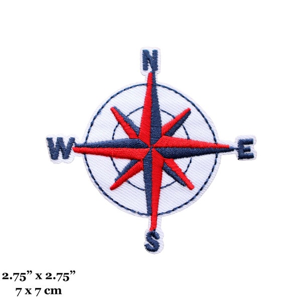 Compass Travel Navigation East West North South Embroidered Iron On Patch