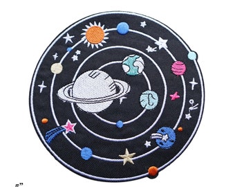 The Solar System Earth Sun Planets Space Universe Embroidered Iron On Patch