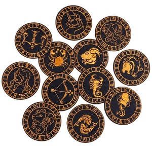 Znaki Zodiaku Astrologia Konstelacje Okrągły Haftowany Żelazo Na Łacie