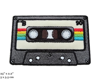 Vintage Cassette Tape 90's Rainbow Music Embroidered Iron On Patch