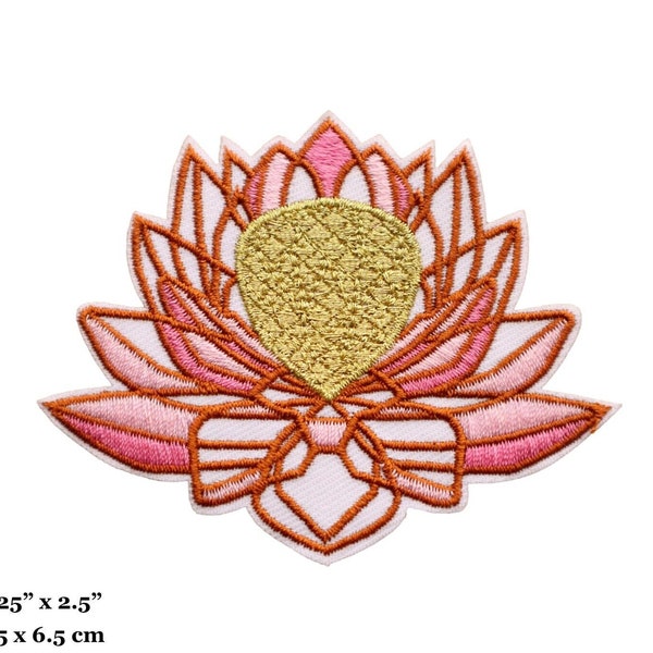 Lotus Flower Blossom Embroidered Iron On Patch