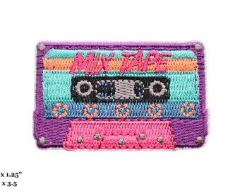 Vintage Cassette Tape 90's Mix Tape Music Embroidered Iron On Patch