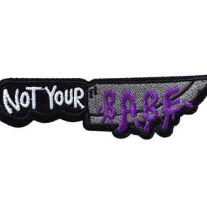 Not Your Babe Knife Dagger Purple Drip Saying Embroidered Iron On Patch