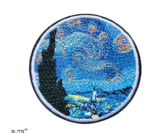 Vincent Van Gogh Starry Night Famous Painting Embroidered Iron On Patch