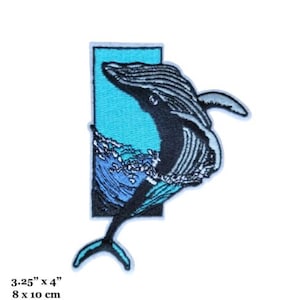 Humpback Whale Blue Sea Animal Embroidered Iron On Patch