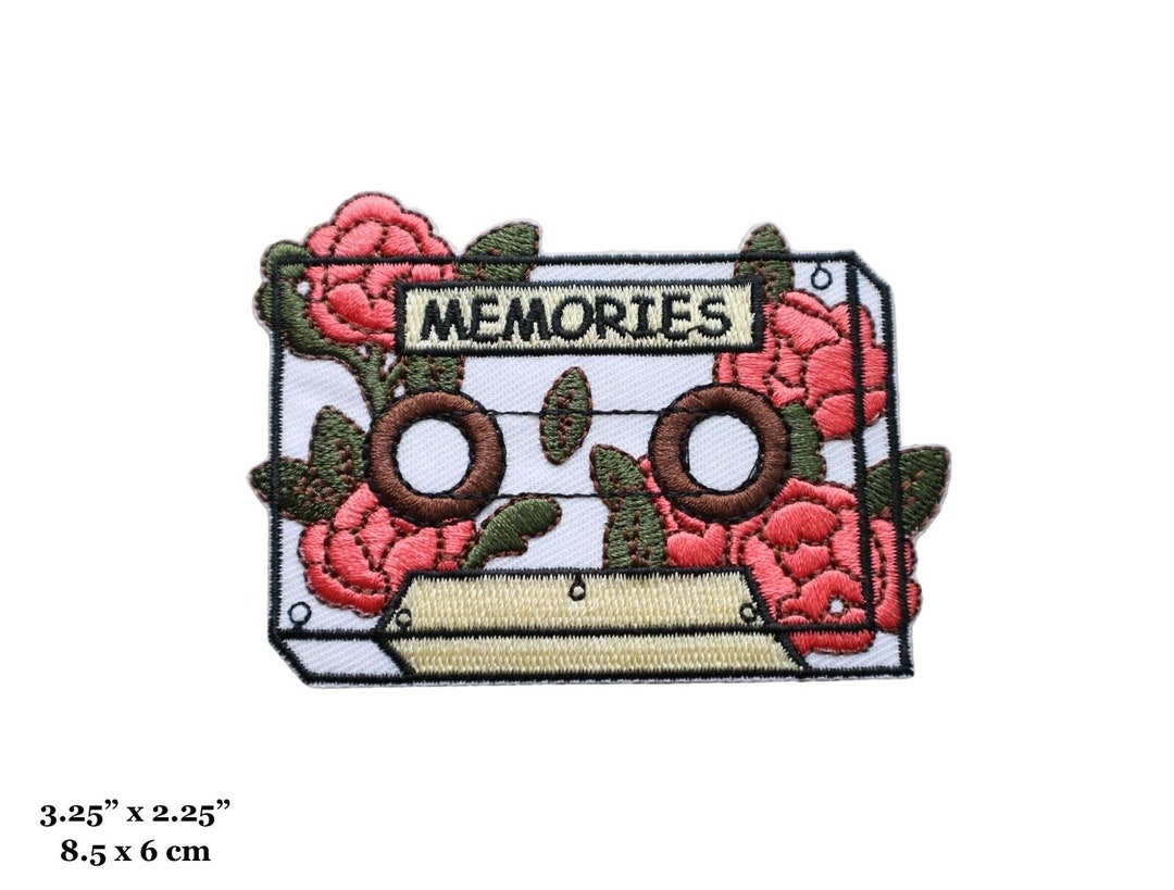 Vintage Cassette Tape 90's Memories Roses Retro Music Embroidered Iron ...