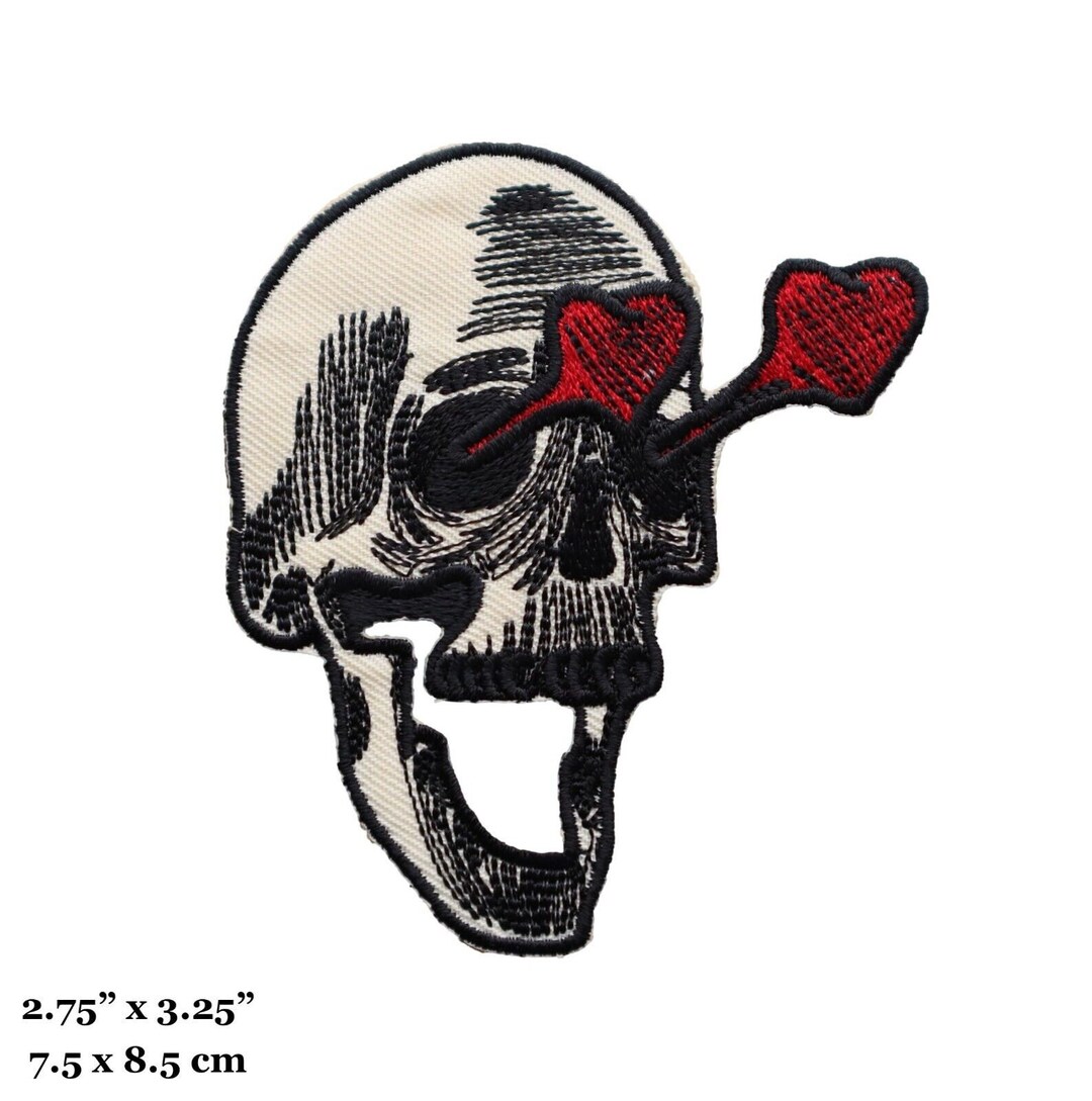 Skull Skeleton Face Love Heart Eyes Embroidered Iron on Patch - Etsy