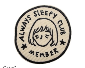 Always Sleepy Club Member Logo Embroidered Iron On Patch
