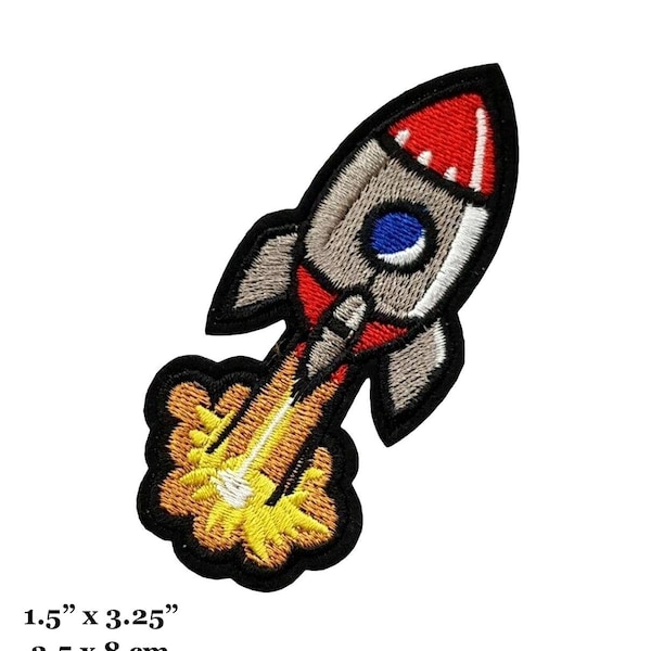 Launching Space Rocket Ship Embroidered Iron On Patch