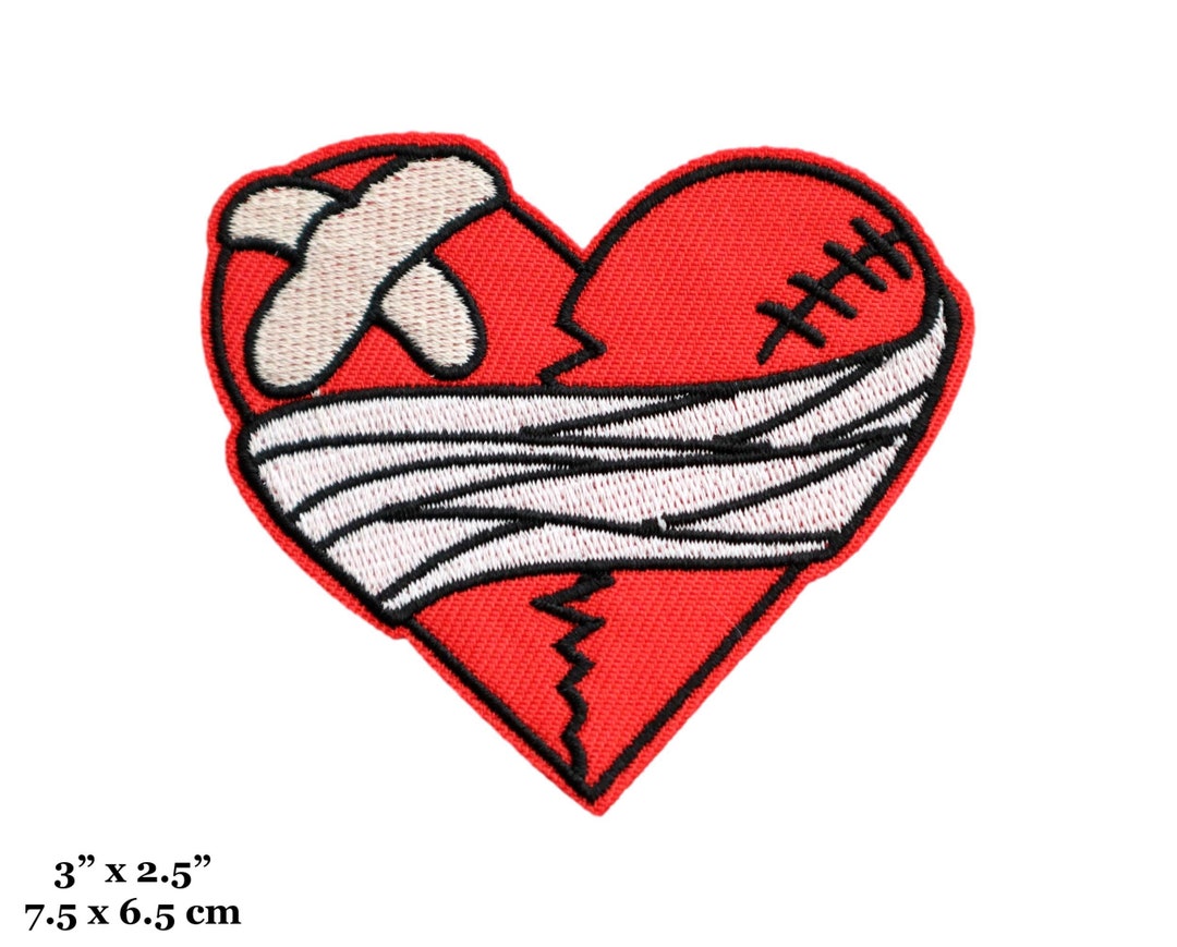 Broken Heart Love Bandage Patch Heartbreak Embroidered Iron on Patch Etsy