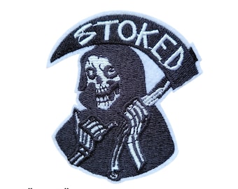 Grim Reaper Skeleton Scythe Stoked Death Mythological Embroidered Iron On Patch