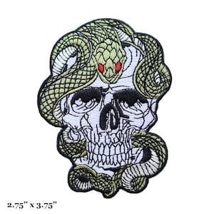 Skeleton Skull Snake Face Embroidered Iron On Patch