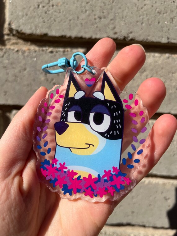 Bluey Pride Acrylic Keychain: Bisexual Bandit & Transgender Bluey
