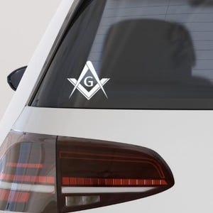 Masonic Car Decal - High Quality Vinyl Symbol for Auto, Truck, or SUV - Freemason Emblem Stickers - Durable, Weather-Resistant