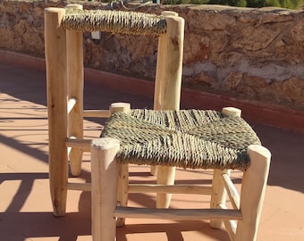 Moroccan counter stool - straw stool - Berber chair made with palm leaf - Moroccan stool - vintage Berber stool