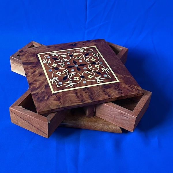 Handmade Thuya Wooden Box, Secret Wooden lock box, Jewellery Box Of Thuya Wood, ,