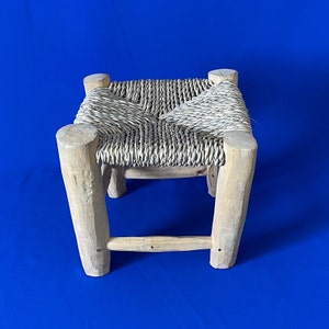 Raffia Handmade stool by using a natural materials, Palm leaf and wood chair