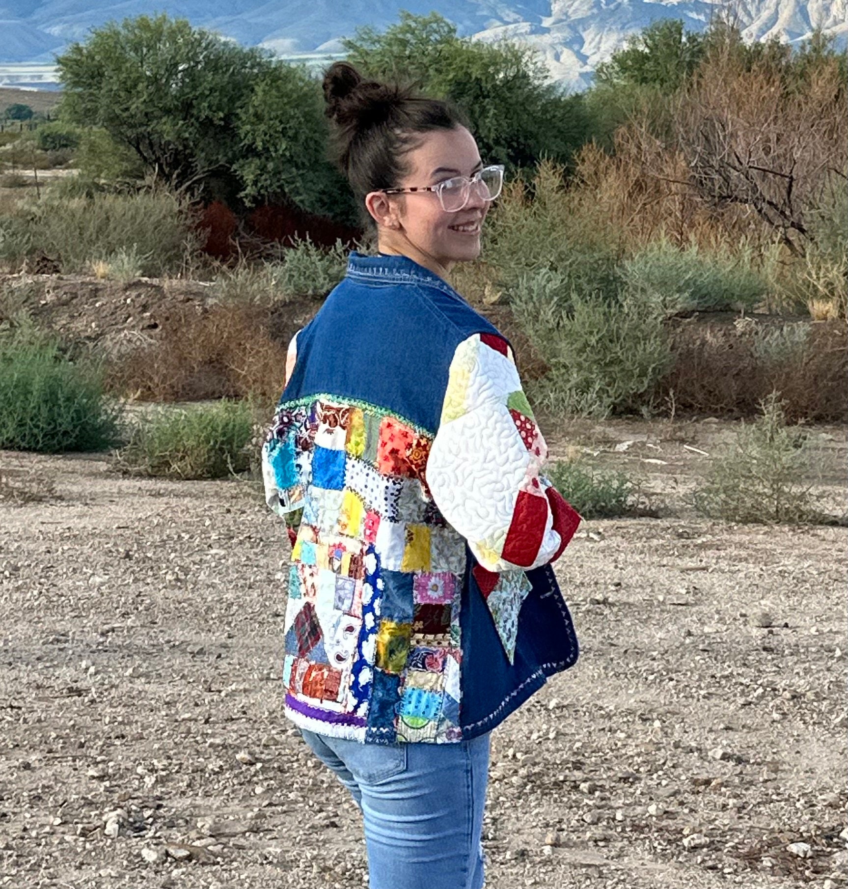 CALEE Patchwork Denim Work Jacket中綿　刺繍総柄 Indigo Boro Denim Jean Jacket With Boro Patch Quilt