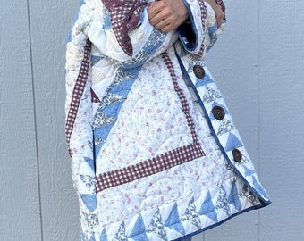 Oversized Longer coat with star quilt