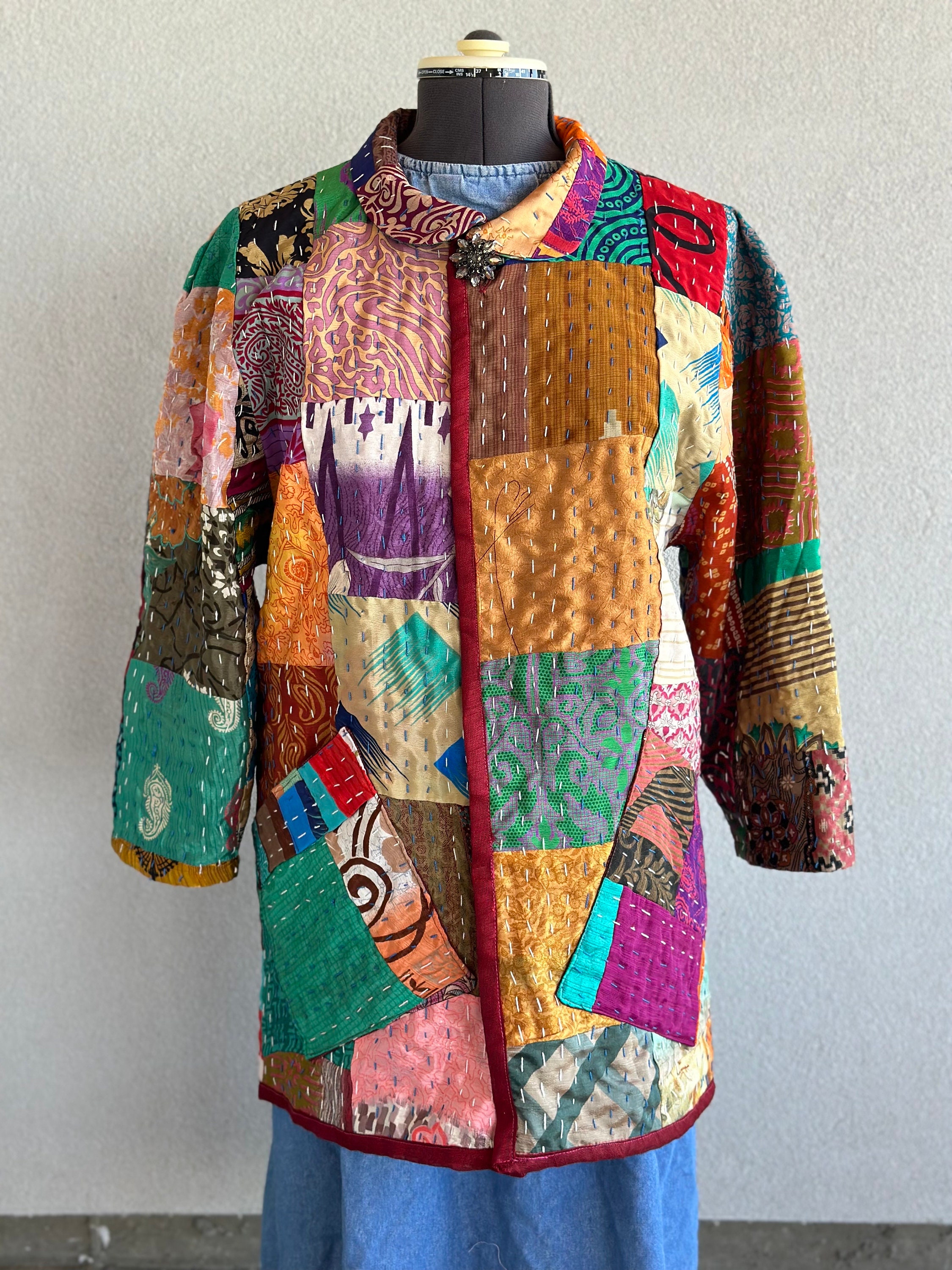 Recycled Saris Multi Colored Kantha Quilt Coat. Size Etsy