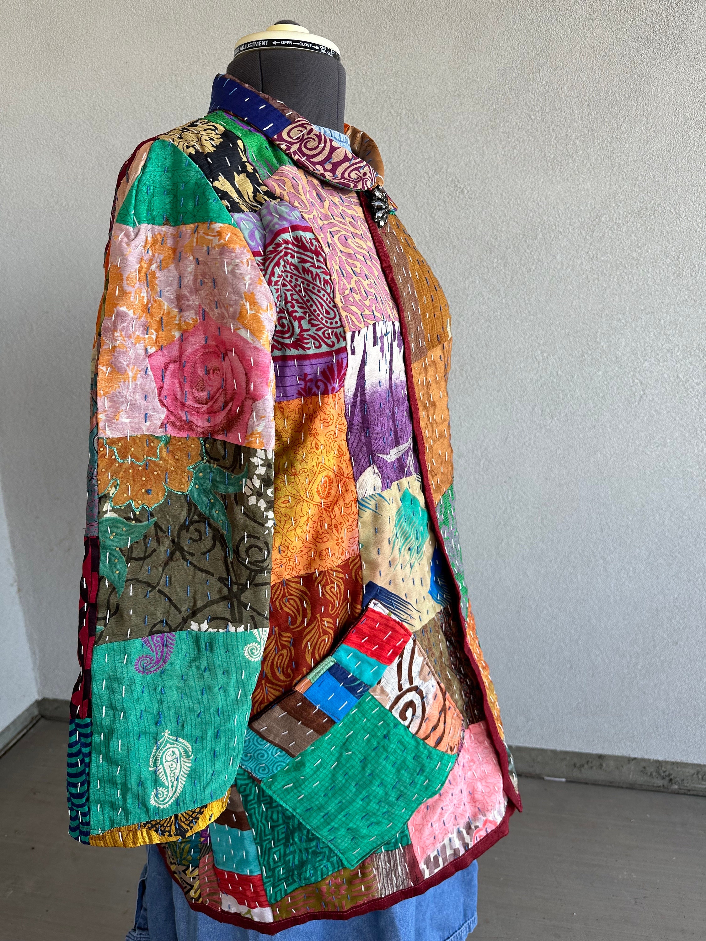 Recycled Saris Multi Colored Kantha Quilt Coat. Size - Etsy