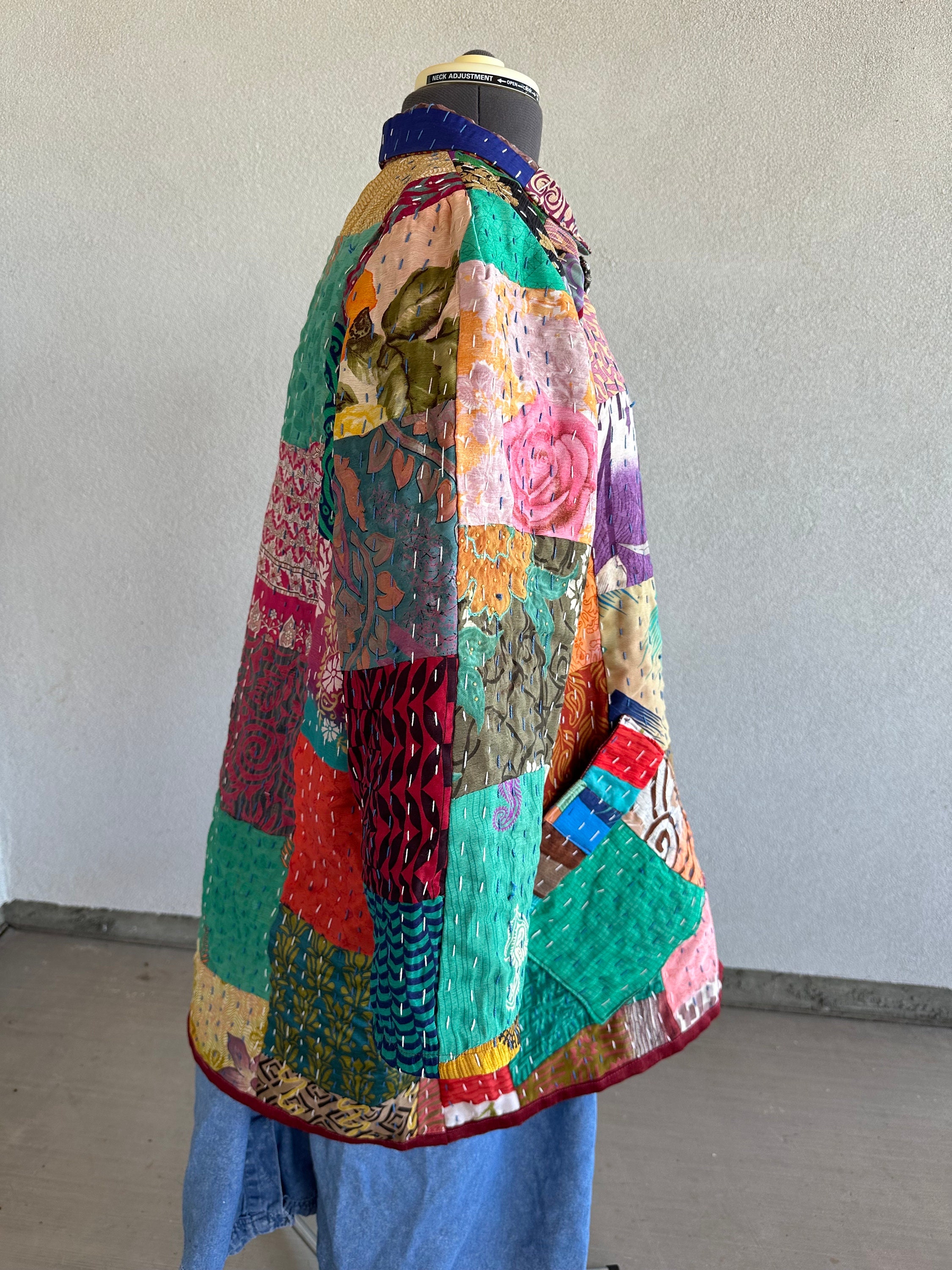 Recycled Saris Multi Colored Kantha Quilt Coat. Size - Etsy