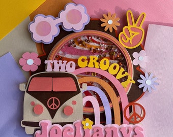 Two Groovy Cake Topper/ Groovy Cake Topper/ Groovy Birthday Party/ Two Groovy Birthday Decorations/ Retro Birthday/Hippie Birthday
