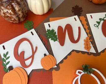 Pumpkin High Chair Banner: Our little pumpkin Birthday Party Decor