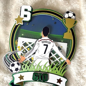 Soccer Cake Topper, Futbol Cake Topper, Soccer Birthday Decor, Soccer Party, Soccer Party Theme,  Futbol Birthday, Ronaldo Cake Topper